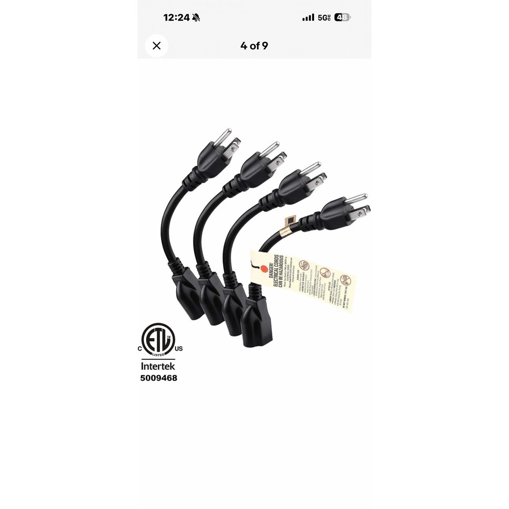 4 Pack‎ of 8 Inch Extension Cords Heavy Duty